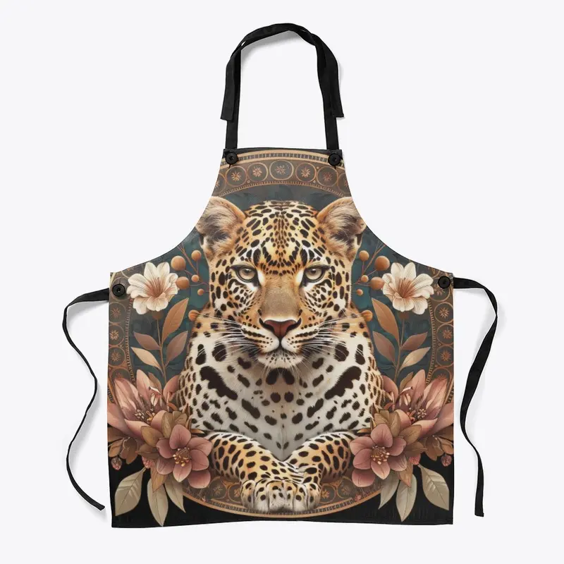 Regal Leopard in Floral Frame