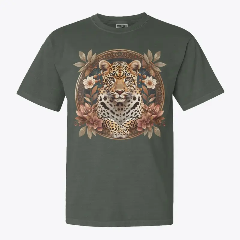 Regal Leopard in Floral Frame