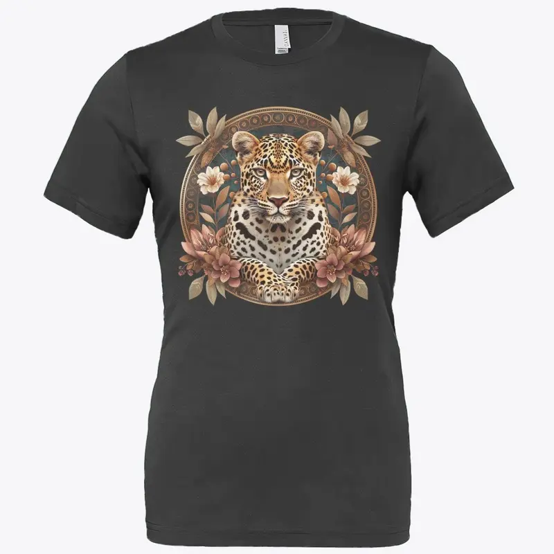 Regal Leopard in Floral Frame