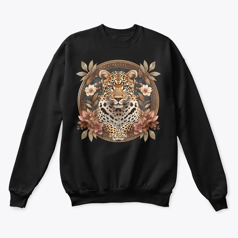 Regal Leopard in Floral Frame