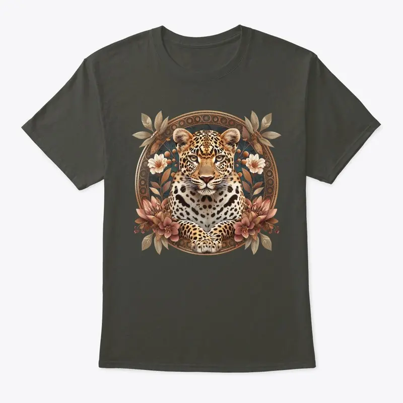 Regal Leopard in Floral Frame